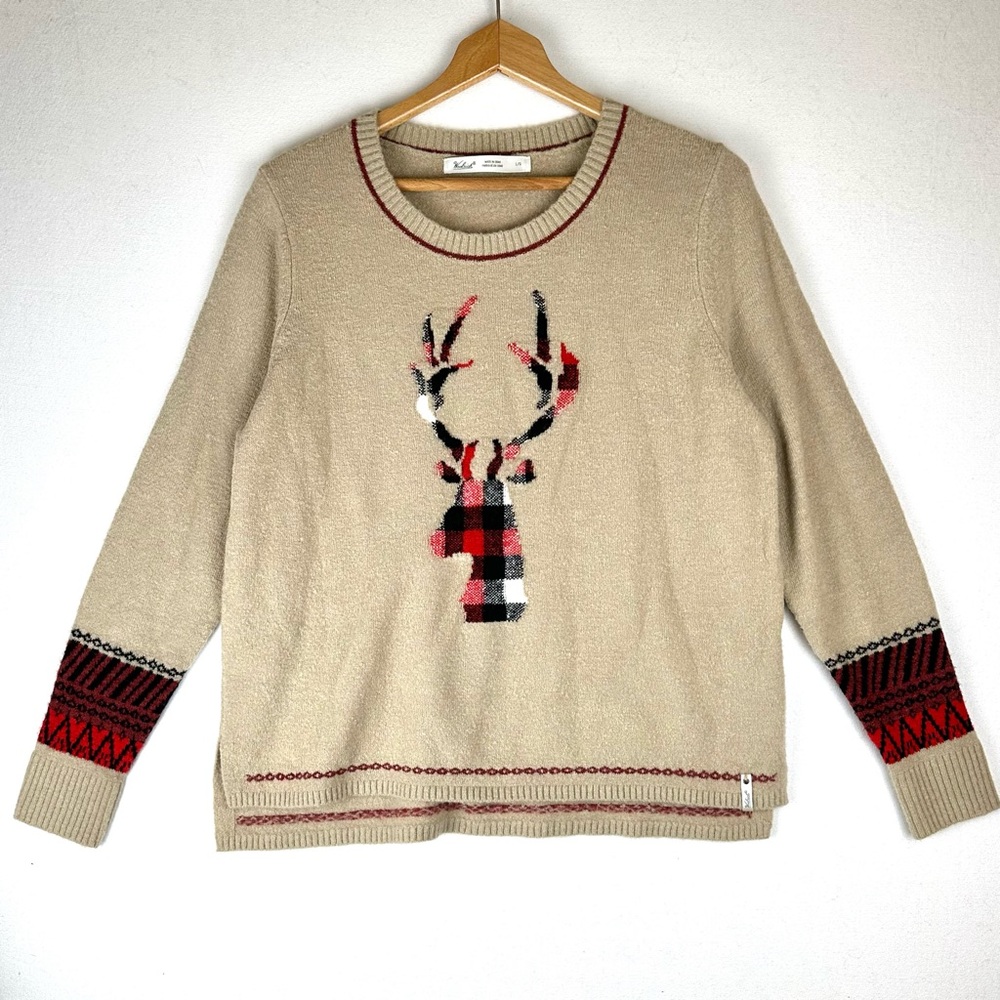Woolrich‎ Plaid Deer Wool Blend Sweater